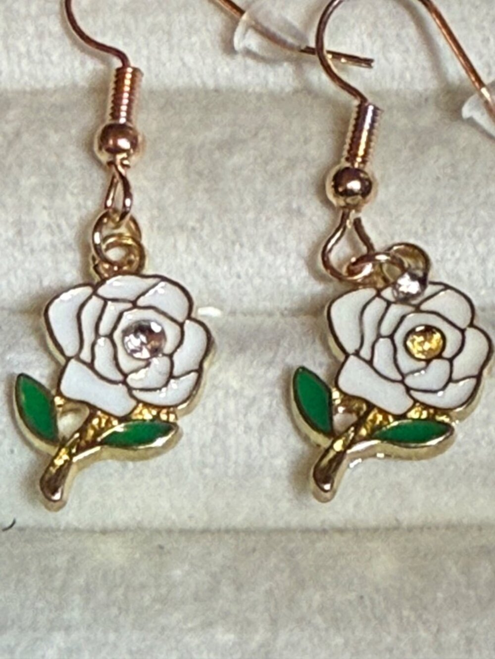New Ivory Garden — White Rose Dangle Earrings